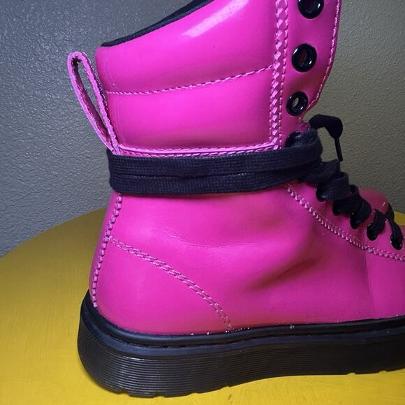 Dr Martens Hot Pink Mix Lamper Boots High Top Women's US 7 Patent Leather Docs - Picture 7 of 16
